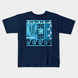 Aqua Hawaiian Patterns Kids T-Shirt